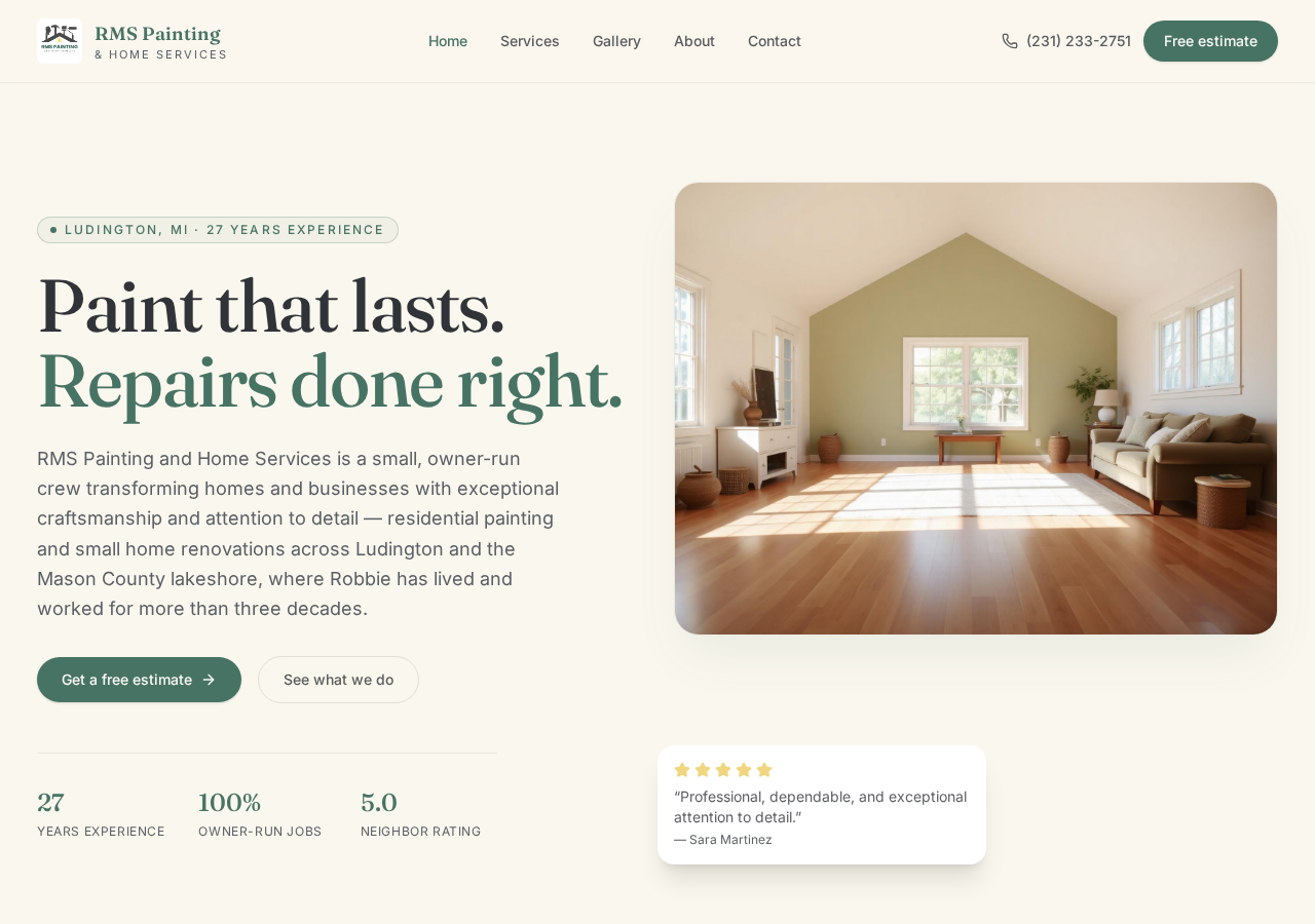 RMS Painting & Home Services website